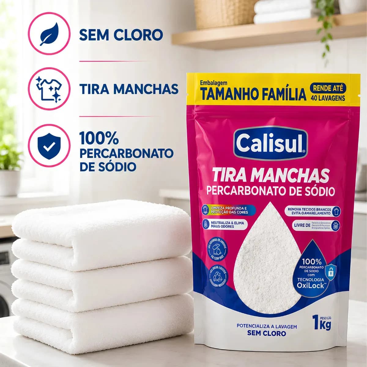 Percarbonato De Sódio 100% Puro Tira Manchas Alvejante - 1kg Calisul — imagem 4